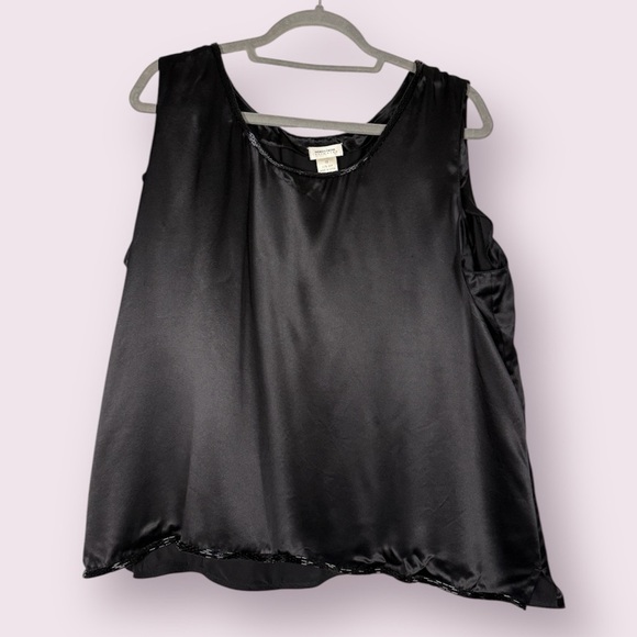 Nordstrom Tops - Nordstrom Intimates Black Silk Beaded Tank Top 1X